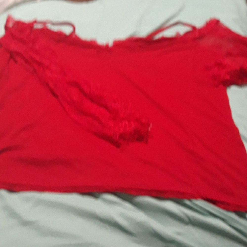 Red cold shoulder shirt